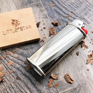Shiny Silver Blank Lighter Case,Custom Personalized Metal Lighter Case Fits BIC Standard Size Lighter,Lighter Sleeve,Lighter Cover Holder