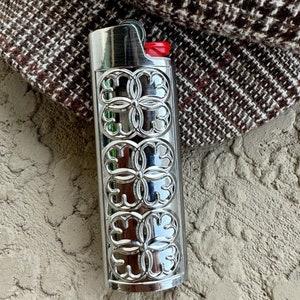 Personalized Premium Lighter Case Cover, Custom Metal Lighter Case Fits BIC Standard Size J6 , Sakura Lighter Sleeve Holder in Silver