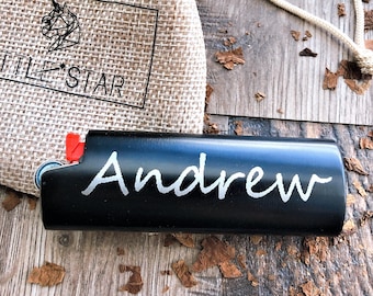 Engraved Lighter Case,Custom Personalized Metal Lighter Case Fits BIC Standard Size Lighter,Lighter Sleeve,Lighter Cover Holder,Gift for him