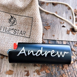 Engraved Lighter Case,Custom Personalized Metal Lighter Case Fits BIC Standard Size Lighter,Lighter Sleeve,Lighter Cover Holder,Gift for him