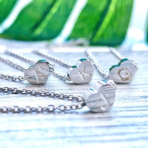 Personalize Necklace Engraved Simple Little Heart Necklace Best friend birthday gift Bridesmaid Gift Custom Necklace Name Monogram Necklace