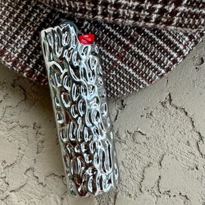 Personalized Premium Lighter Case Cover, Custom Metal Lighter Case Fits BIC Standard Size J6 , Waved Lighter Sleeve Holder in Silver