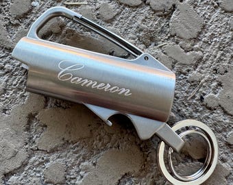Custom Engraved Lighter Case Keychain, Personalized Metal Lighter Holder with Bottle Opener, Compatible with BIC J6, Gift for Him