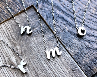 Personalized Lowercase Letter Initial Necklace Monogram Necklace Tiny Initials Necklace Dainty Necklace Bridesmaid Gift Gift For Her For Kid