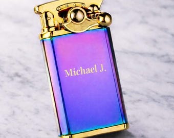Custom Engraved Jet Flame Torch Lighter, Personalized Gift for Him