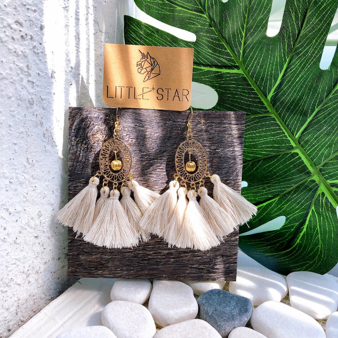 Handmade Fringe Tassel Earrings, Boho Hoop Earrings - Etsy