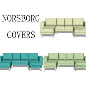 Capas de reposição secionais NORSBORG: sofá de 2 lugares + 2 chaises, cor personalizada, lavável à máquina, adequado para animais de estimação