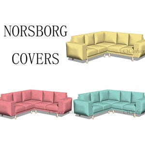 Capa secional NORSBORG: capa de reposição para sofá de 2 lugares + 1 canto + 2 lugares, cor personalizada, lavável à máquina