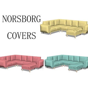 Capas de reposição seccionais NORSBORG: 2 assentos + canto + 2 assentos + 1 chaise, aceita animais de estimação, capa de sofá