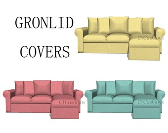 GRONLID &quot;2 Seats+Chaise,2 Seats Bed+Chaise&quot; Replacement Sofa Covers,Gronlid Sofa Covers,Slipcovers for Gronlid sofa,sofa covers for Gronlid