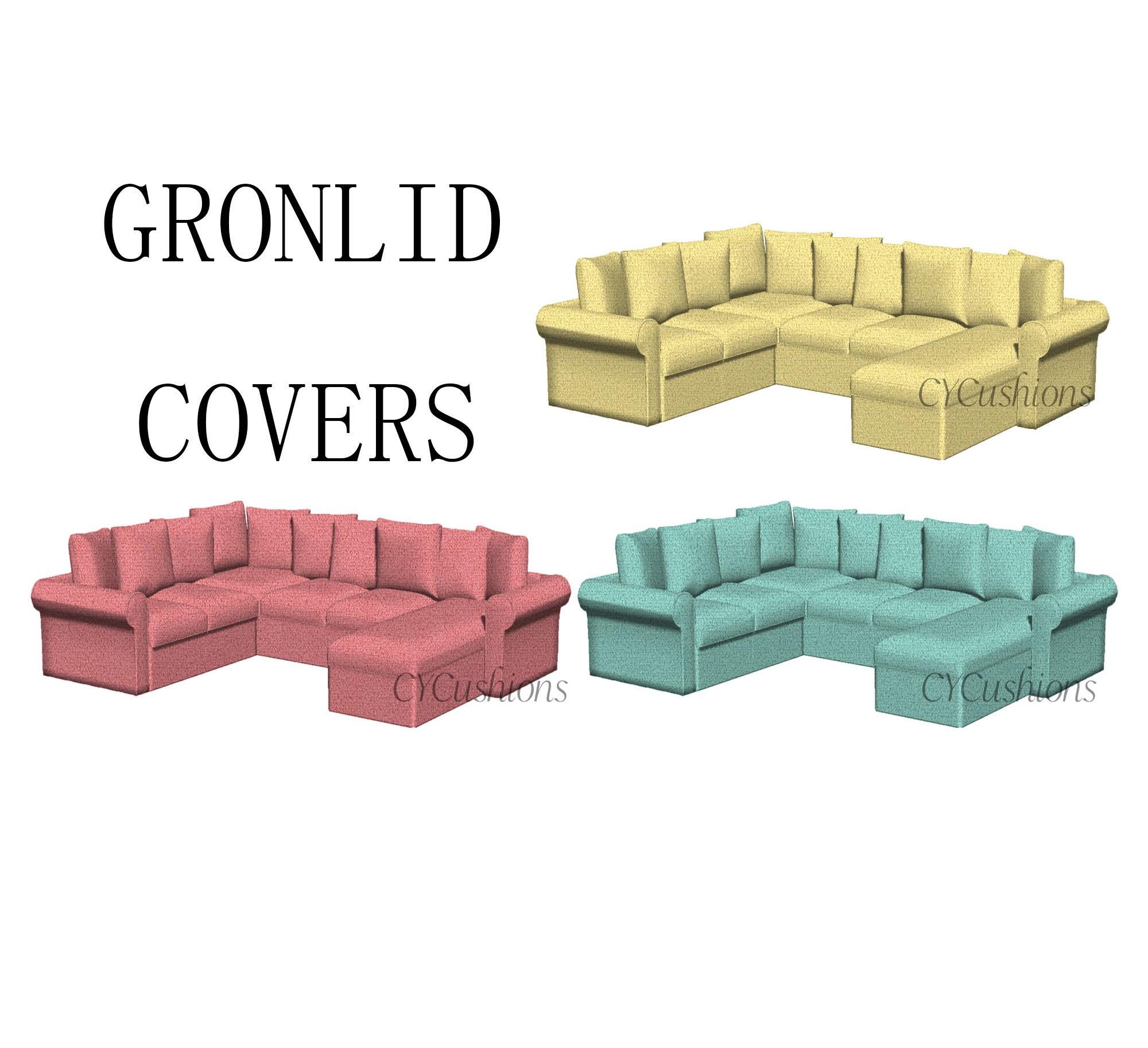 GRONLID Sectional"2 Seats+Corner+2 Seats+Chaise,2 Seats+Corner+2 Seats Bed+Chaise" Replacement Sofa Covers,Slipcovers for Gronlid sofa