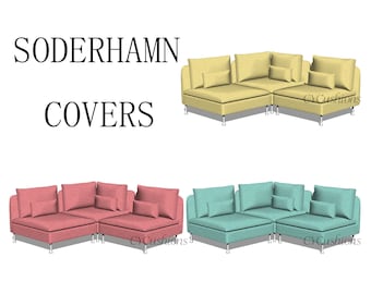 SÖDERHAMN用交換可能なソファーカバー（3人掛け、肘掛けなし