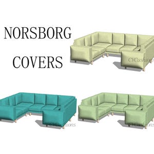 Capas de sofá secionais de reposição NORSBORG: 2+1 canto+2+canto+2 assentos, cor personalizada, lavável à máquina