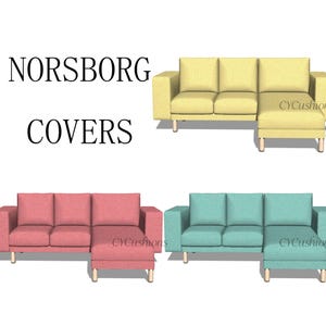Capa de sofá NORSBORG: capa de reposição para 2 assentos + chaise, aceita animais de estimação, capa de sofá