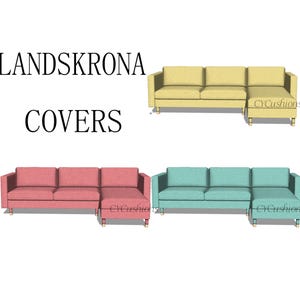 LANDSKRONA Sofa Cover: 2 Seat+1Chaise,3 Seats+Chaise,Custom Color,Machine washable,Pet-friendly