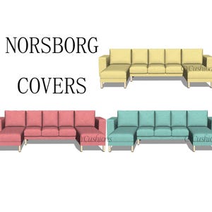 Capas para sofás secionais NORSBORG: capa de reposição para 3 assentos + 2 chaises, cor personalizada, lavável à máquina, aceita animais de estimação