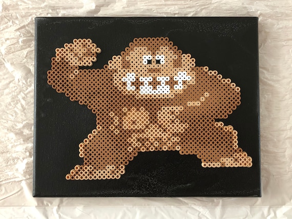 Retro Donkey Kong Perler Bead Art 11x8 Etsy