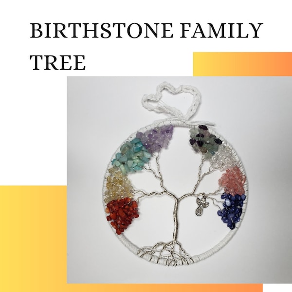 Family Tree for Mom -  Birthstone Grandchildren Tree - Custom Family Tree with birthstones - Gift for mother in law - Mother's Day Gift