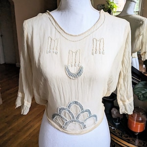 Edwardian Beaded and Embroidered Sheer Silk Blouse