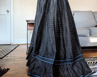 1890s Black Petticoat with Blue Trim