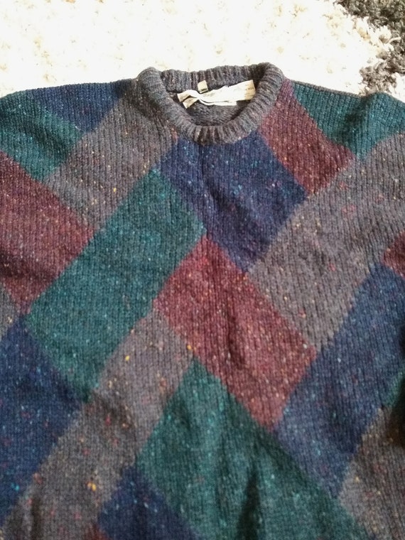 Vintage Handcrafted Irish Wool Intarsia Sweater - image 4