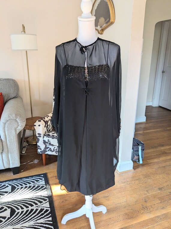 60s Shift Dress with Metallic Sequins and Sheer J… - image 6