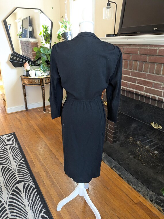 1980s Emanuel Ungaro Black Wool Shirt Dress View 3