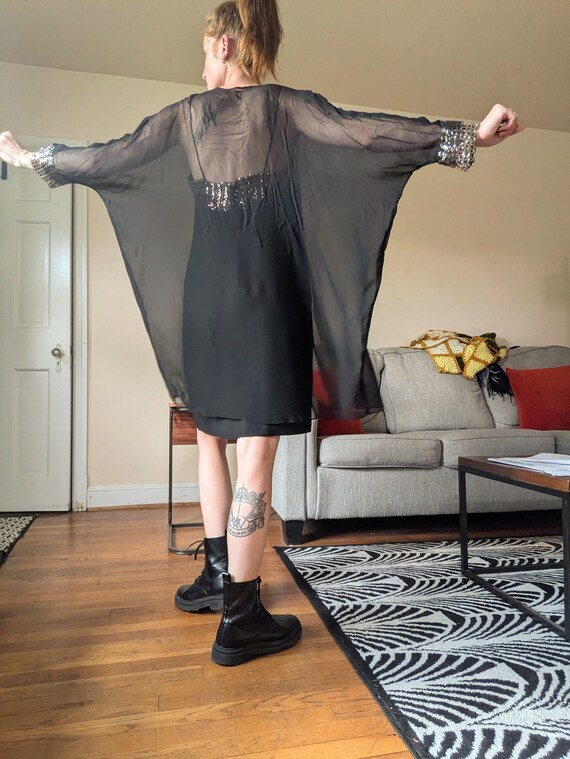 60s Shift Dress with Metallic Sequins and Sheer J… - image 3