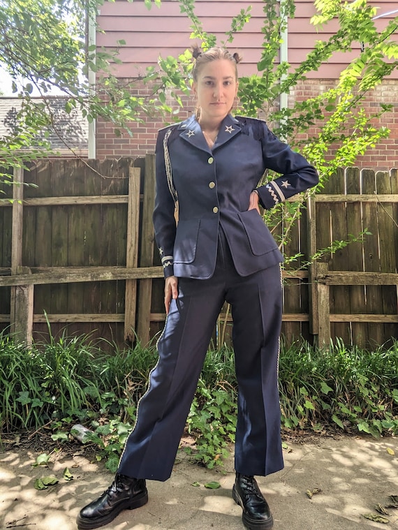 RARE 1970s Navy Blue Military Style Suit