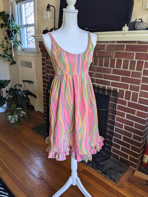 Vintage pink striped babydoll dress main image 0