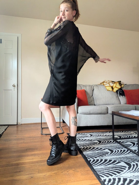 60s Shift Dress with Metallic Sequins and Sheer J… - image 2