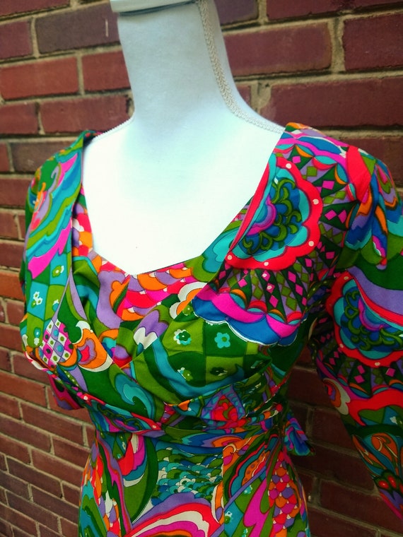 60s Psychedelic Lord and Taylor Gown - image 3