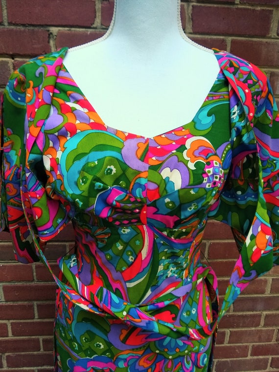 60s Psychedelic Lord and Taylor Gown - image 4