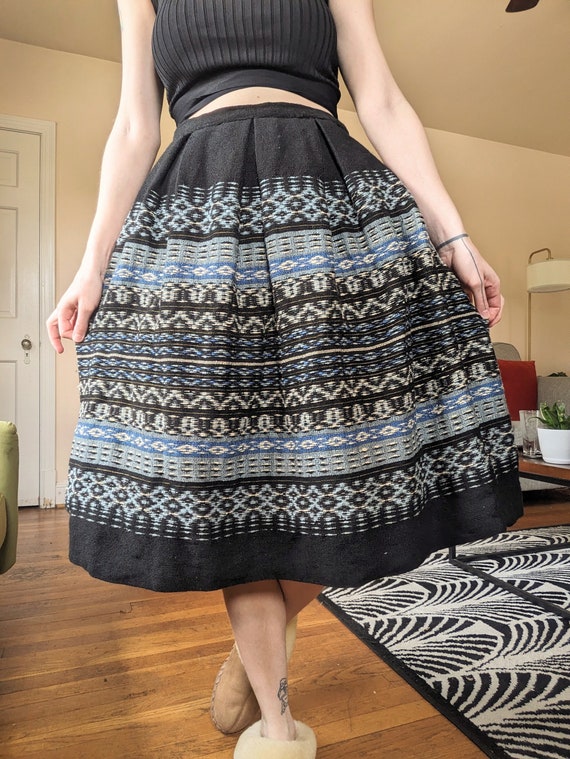 50s Hand Woven Wool Skirt