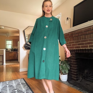 1960s Green Corduroy Swing Coat