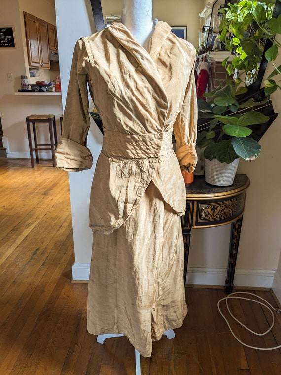 Edwardian Tan Silk Walking Suit