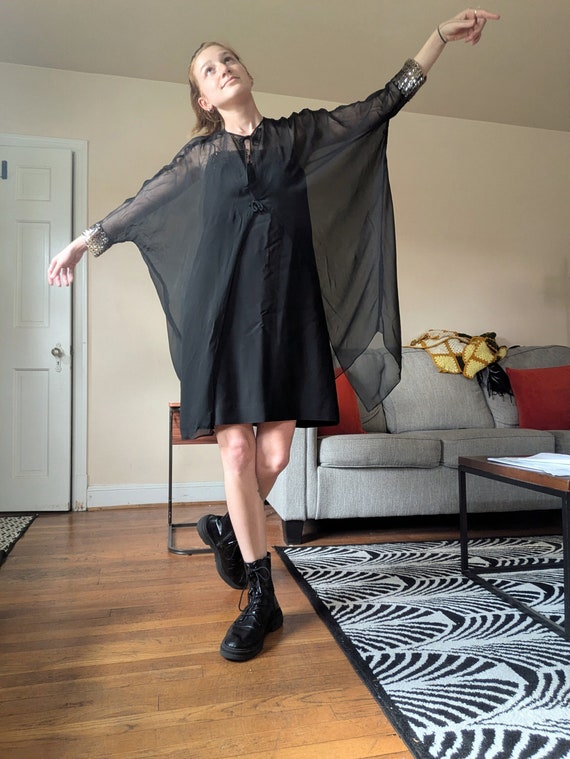 60s Shift Dress with Metallic Sequins and Sheer J… - image 1