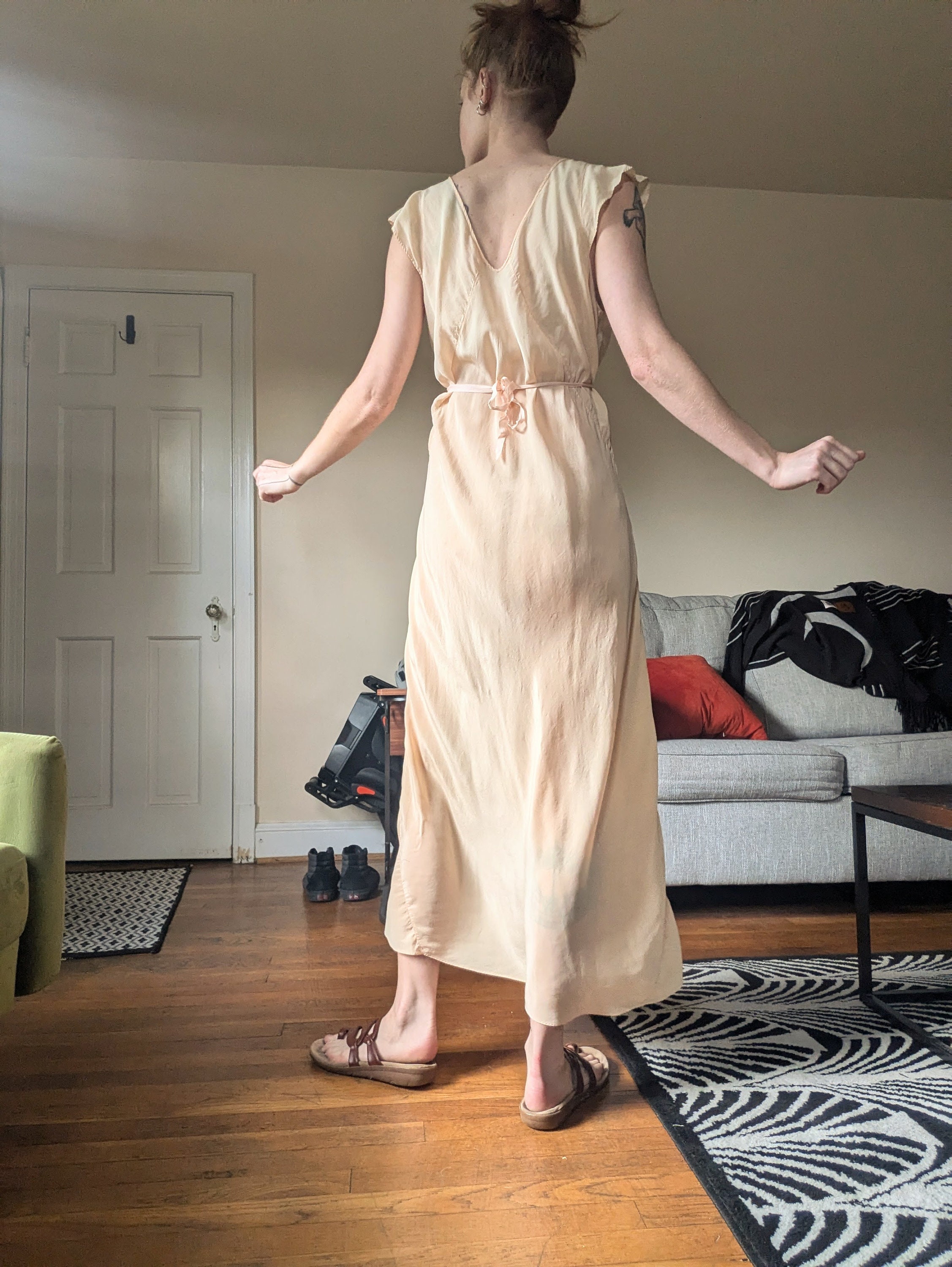 1930s Pink Silk and Lace Night Gown
