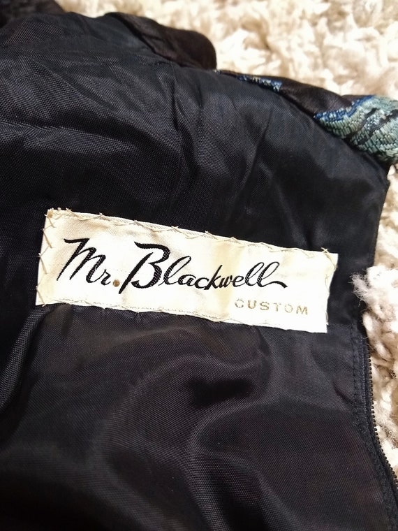 RARE 1960s Mr. Blackwell Custom Satin Silk Brocad… - image 9