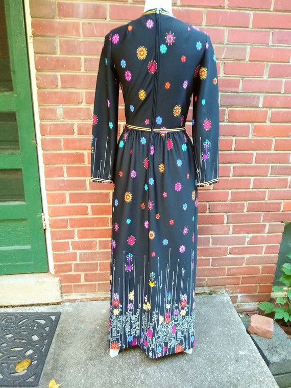 70s Floral Long Sleeve Maxi Dress - image 3