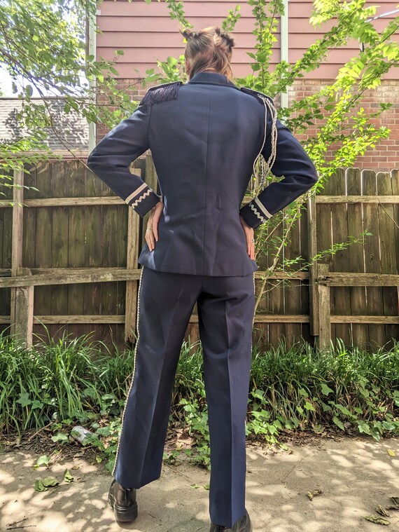 RARE 1970s Navy Blue Military Style Suit - image 5