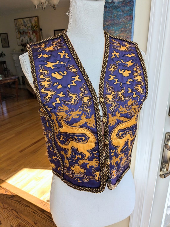Yves Saint Laurent Rive Gauche, 1960s Saint Laurent Rive Gauche Purple and Gold Dragon Vest