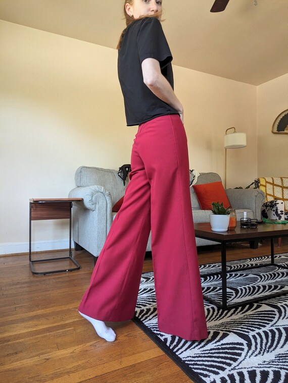 70s Red Bell Bottom Trousers - image 2
