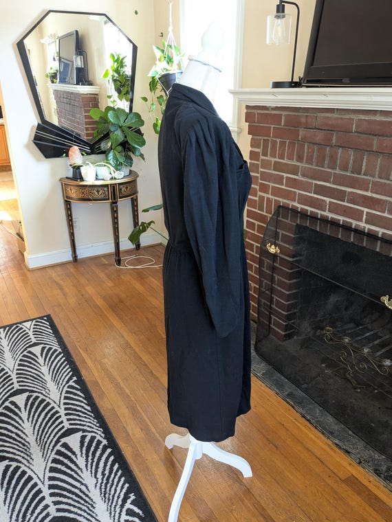 1980s Emanuel Ungaro Black Wool Shirt Dress View 2