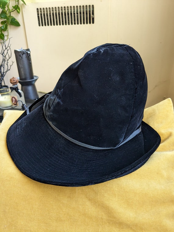 40s Black Velveteen Hat - image 7