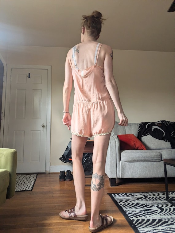 1920s Pink Silk Lace Teddy main image 0