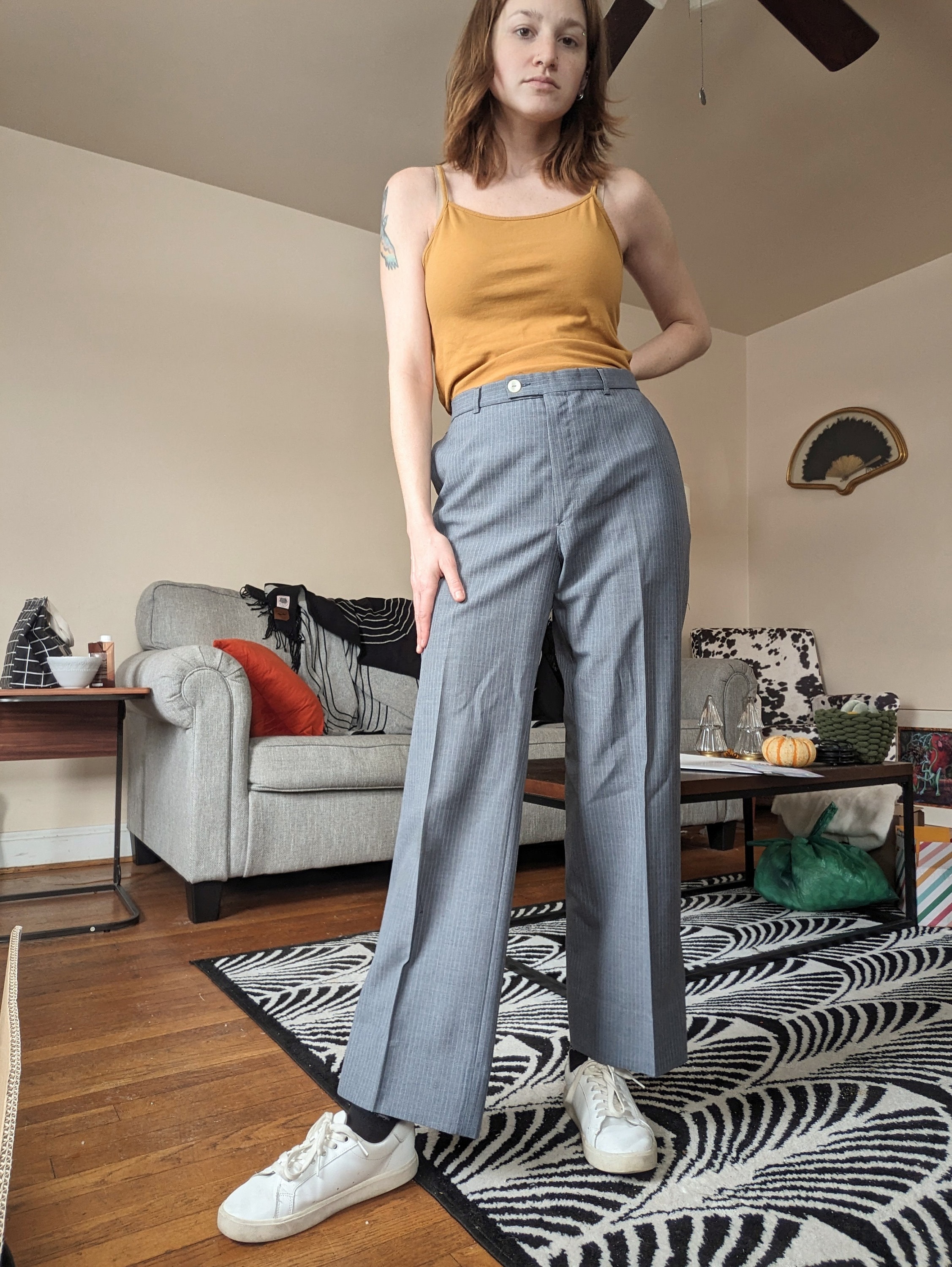 Vintage Yves Saint Laurent Gray Pinstripe Trousers - Etsy
