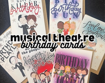 Tarjetas de cumpleaños inspiradas en el teatro musical - Tarjetas de felicitación/regalo de teatro musical