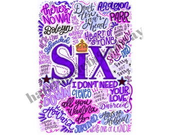 Six - Musical Theatre Poster, Broadway Wall Art, Theatre Lover Gift, Music Gift, Home Decor