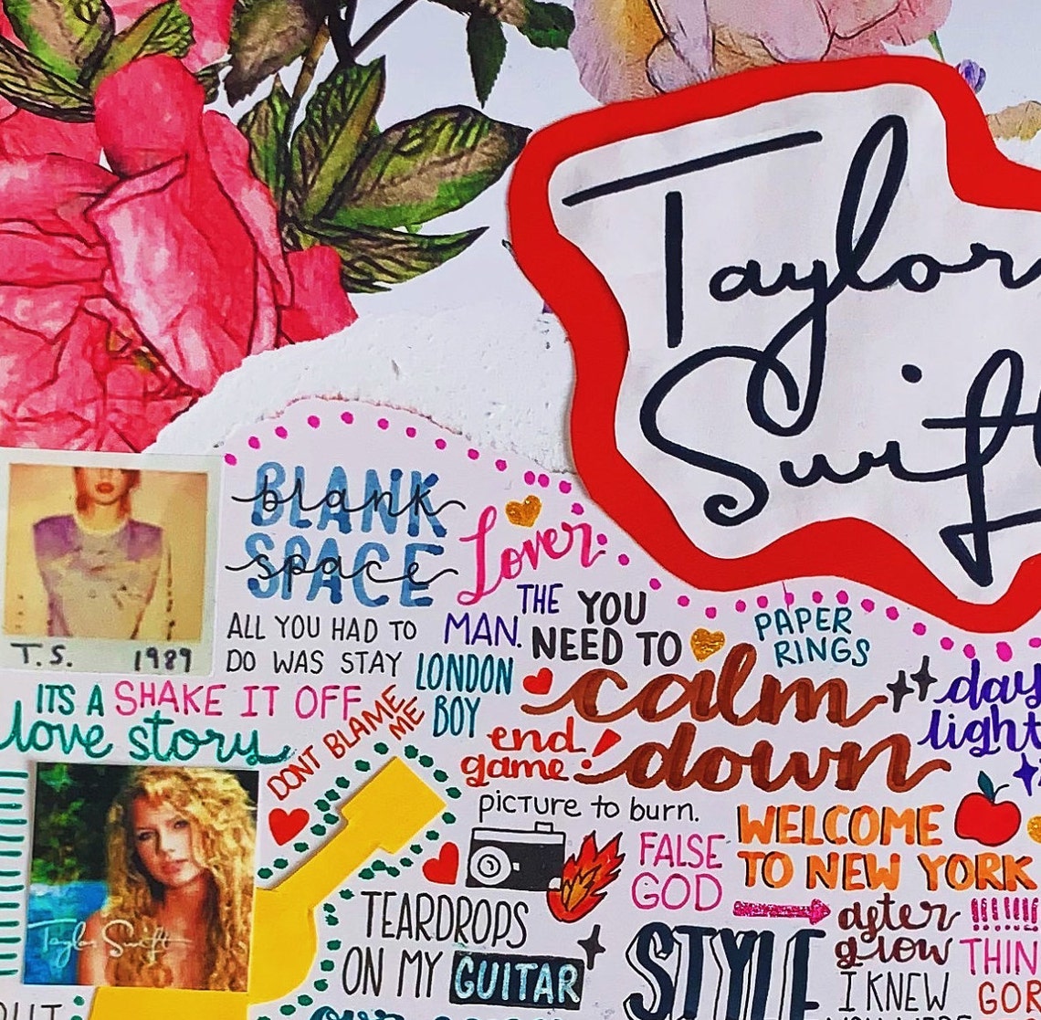 Taylor Swift handmade collage poster scrapbooked A4 gift Etsy